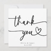 シンプルハートのミニマリストに感謝のスクリプト結婚 サンキューカード (正面)