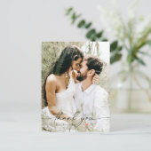 シンプルハートの写真と共に結婚スクリプトを作成 ポストカード (スタンド正面)