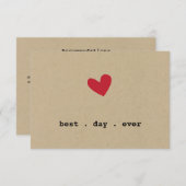 シンプルハートの結婚式出欠確認カード エンクロージャーカード (正面/裏面)