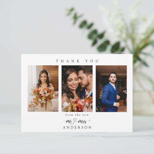 シンプルハートの脚本の写真とミセス結婚の写真 サンキューカード (スタンド正面)