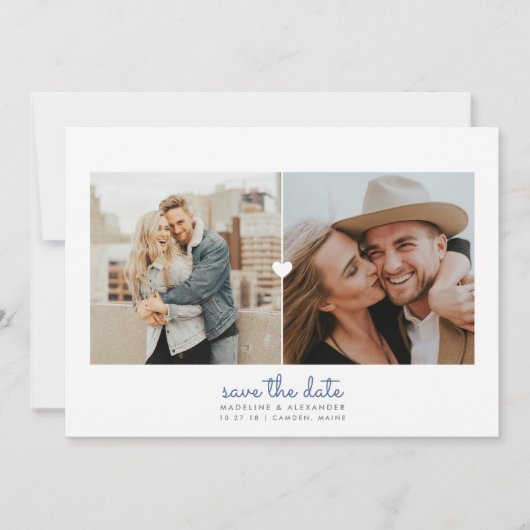 シンプルハートの2枚組セーブザデートカード セーブザデート (正面)