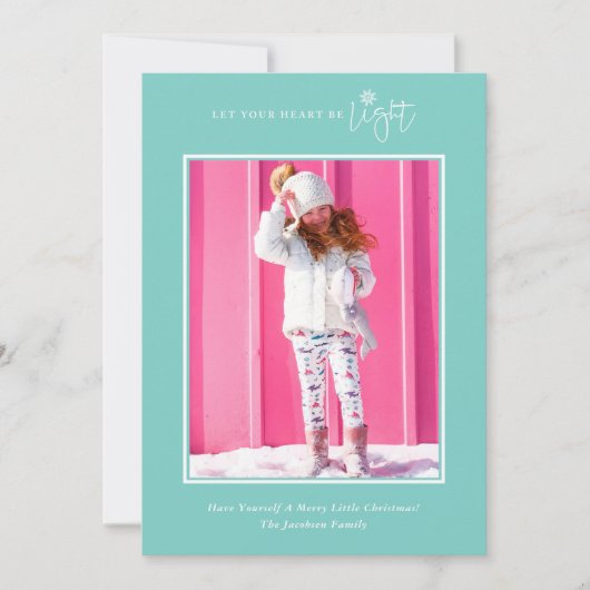 シンプルハートを明るい写真のホリデーカードにする シーズンカード (正面)