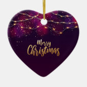 シンプルハートカスタムクリスマスツリー装飾ギフト セラミックオーナメント (正面)