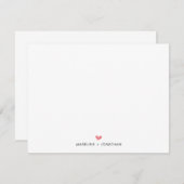 シンプルハートカップル新婚ファミリー名 ノートカード (正面/裏面)