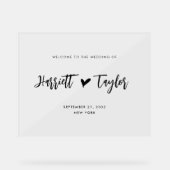 シンプルハートスクリプトの結婚ウェルカムサイン アクリルサイン (正面)