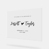 シンプルハートスクリプトの結婚ウェルカムサイン アクリルサイン (傾斜)
