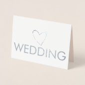 シンプルハートスクリプトタイポグラフィピンクグレイ結婚ズ 箔カード (正面)