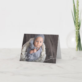 シンプルハートスクリプト男の赤ちゃんシャワー サンキューカード