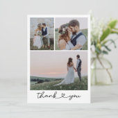 シンプルハートスクリプ結婚トの写真コラージュ サンキューカード (スタンド正面)