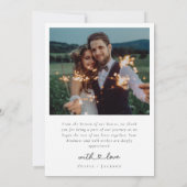 シンプルハートスクリプ結婚トの写真コラージュ サンキューカード (裏面)