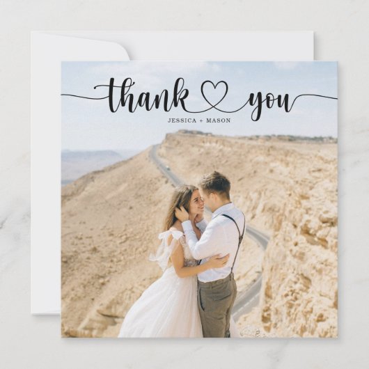 シンプルハートスクリ結婚プトスクエアサンキューカード サンキューカード (正面)