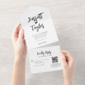 シンプルハートス結婚クリプトのQRコードRsvp オールインワン招待状 (貼ってはがせる)