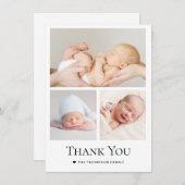 シンプルハートタイポグラフィフォトグリッド男の赤ちゃん サンキューカード (正面/裏面)