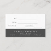 シンプルハートダークグレーギフト証明書 名刺 (裏面)