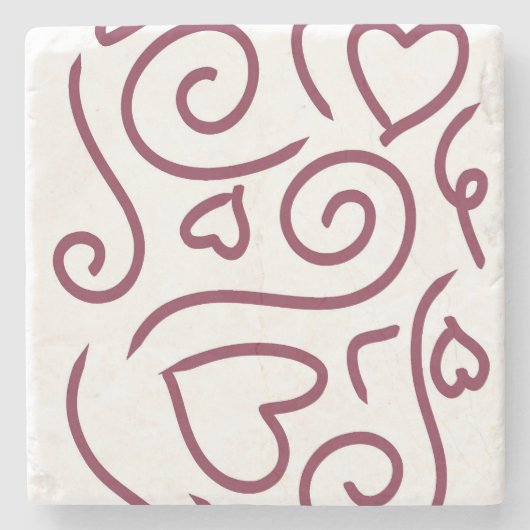 シンプルハートパターン ストーンコースター (正面)