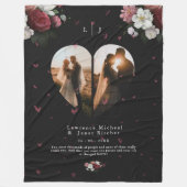 シンプルハートパーソナライズされた図形2フォトコラージュ フリースブランケット (正面)