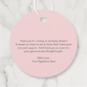 シンプルハートピンクの女の子かわいい赤ちゃんシャワー フェイバータグ (裏面)