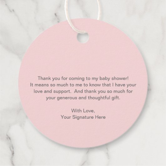 シンプルハートピンクの女の子かわいい赤ちゃんシャワー フェイバータグ (裏面)