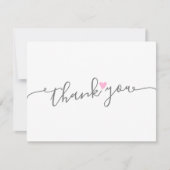 シンプルハートピンクの女の子ベイビーシャワーありがとう サンキューカード (正面)