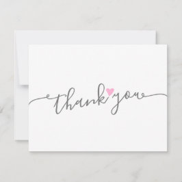 シンプルハートピンクの女の子ベイビーシャワーありがとう サンキューカード