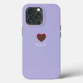 シンプルハートピンクアニマルプリントパタン紫 Case-Mate iPhoneケース (裏面)