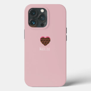 シンプルハートピンクアニマルプリントパターン iPhone 13 PROケース