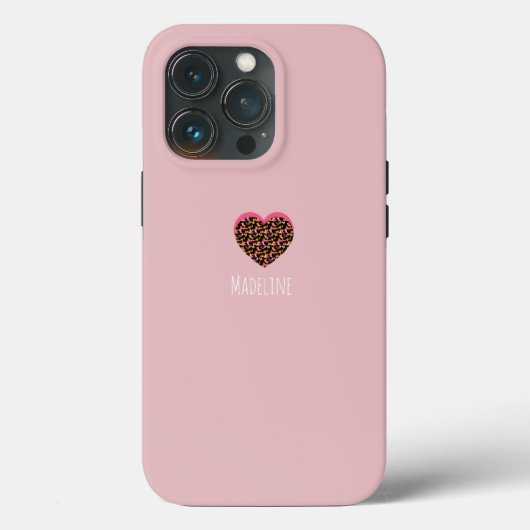 シンプルハートピンクアニマルプリントパターン Case-Mate iPhoneケース (裏面)