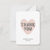 シンプルハートピンクミニマ結婚リスト ノートカード (正面)