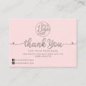 シンプルハートピンク手書きお客様ありがとう 名刺 (正面)