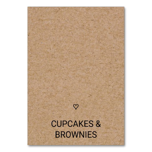 シンプルハートフェイクテントカード付きクラフト テーブルナンバー (正面)