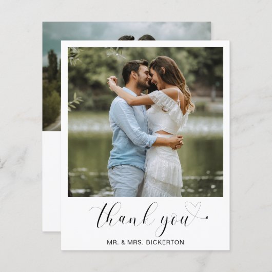 シンプルハートフォト予算結婚のサンキューカード (正面/裏面)