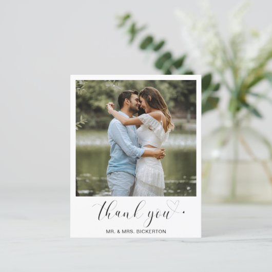 シンプルハートフォト予算結婚のサンキューカード (スタンド正面)