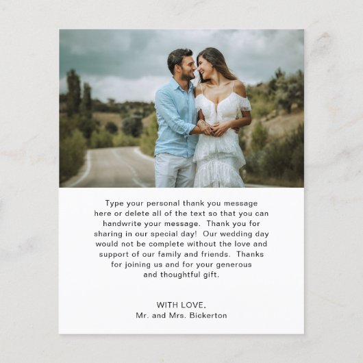 シンプルハートフォト予算結婚のサンキューカード (裏面)