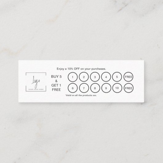 シンプルハートブエレガントラック&ホワイト ロイヤリティカード (裏面)