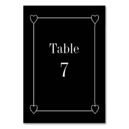 シンプルハートブラック結婚ズ テーブルナンバー