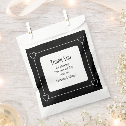 シンプルハートブラック結婚ズ フェイバーバッグ (クリップ留めされた状態)