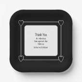 シンプルハートブラック結婚ズ ペーパープレート (正面)