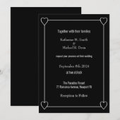 シンプルハートブラック結婚ズ 招待状 (正面/裏面)