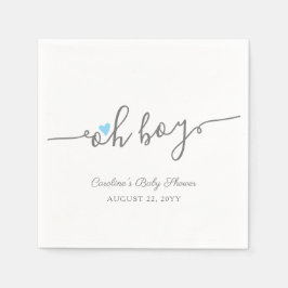 シンプルハートブルーボーイベビーシャワー スタンダードカクテルナプキン