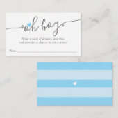 シンプルハートブルー男の子ベビーシャワーおむつラッフル エンクロージャーカード (正面/裏面)