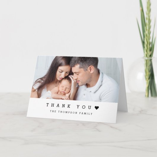 シンプルハートベビーフォトシャワー サンキューカード (正面)