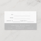 シンプルハートホワイトギフト証明書 名刺 (裏面)