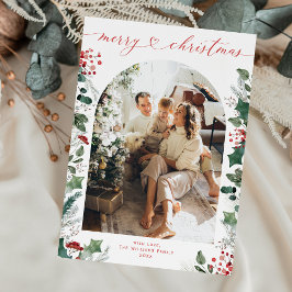 シンプルハートミニマルアーチ写真クリスマスカード シーズンカード