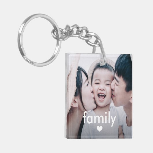 シンプルハートミニマル写真Ke付き家族タイプ キーホルダー (正面左)
