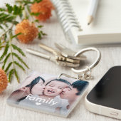 シンプルハートミニマル写真Ke付き家族タイプ キーホルダー (正面右)