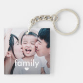シンプルハートミニマル写真Ke付き家族タイプ キーホルダー (裏面)