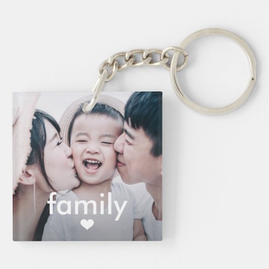シンプルハートミニマル写真Ke付き家族タイプ キーホルダー (裏面)