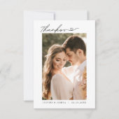 シンプルハートモダンの写真を含む結婚スクリプト サンキューカード (正面)