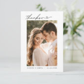 シンプルハートモダンの写真を含む結婚スクリプト サンキューカード (スタンド正面)