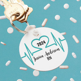 シンプルハートモダンビートドクターナースメディカル キーホルダー